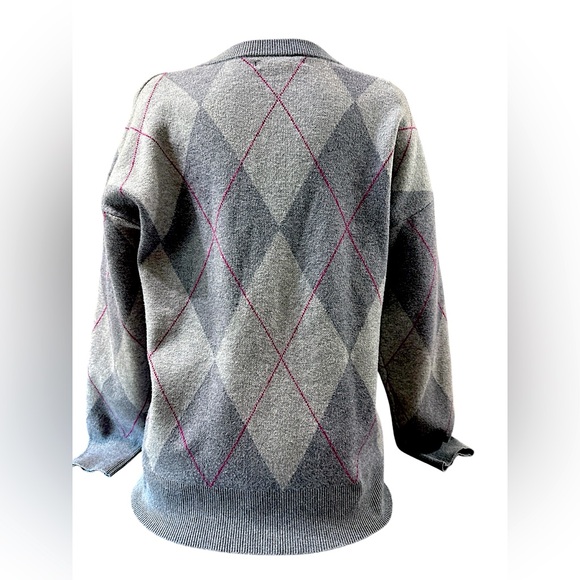 TAHARI Women’s Argyle Crewneck Sweater, Gray - Picture 2 of 6